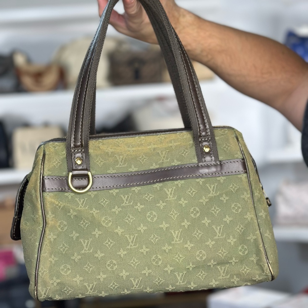 LV Green Denim Frame Boston Bag